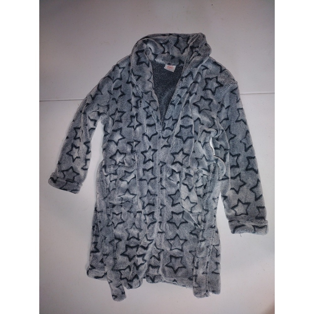 Wonder Nation Kids Grey Blue Star Fleece Bathrobe Hooded Robe 5T